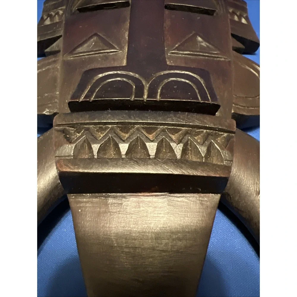 Vtg Hand Carved African Tribal Senufo Kpelie Mask Wood 16x7